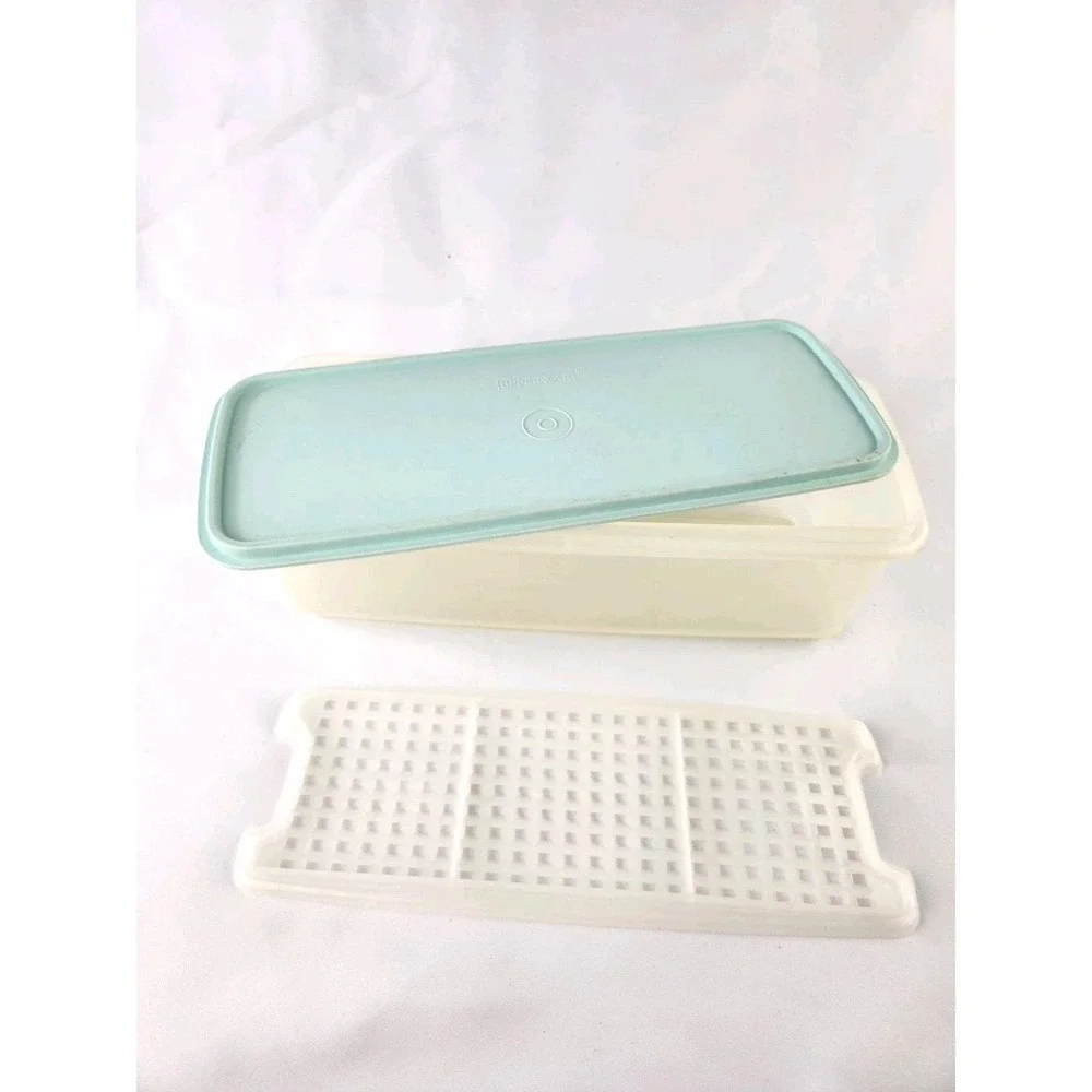 Vintage Tupperware Celery Bread Veggie Keeper Box Lid Rack Insert Container